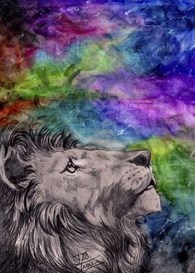 Lion in aquarelle