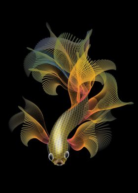fighter fish made by dots