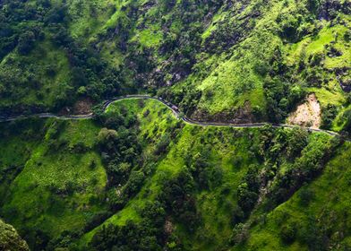 Curved mountain road