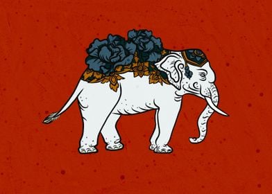 White elephant with flower