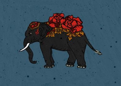 Black elephant with flower