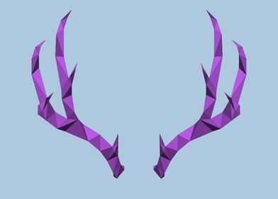 purple low poly antlers