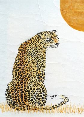 Sitting Leopard and Sun
