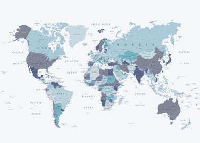 World Map in blue