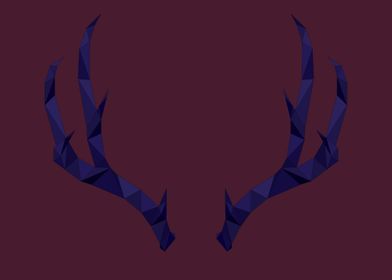 blue low poly antlers