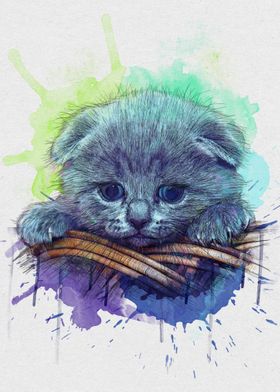 Kitten watercolor painting