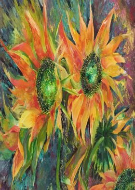 sunflower acrylic painting