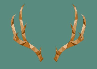 gold low poly antlers