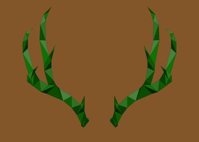 green low poly antlers