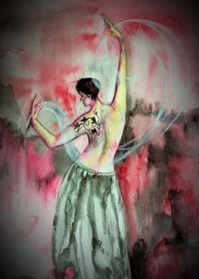 Watercolour dancing girl