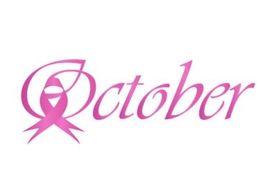 Word October with ribbon