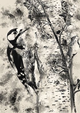 Woodpecker black and white