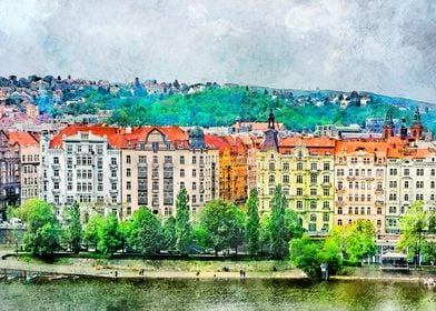 Prague city art 