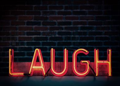 Neon Laugh Text Poster