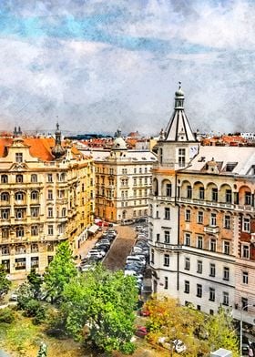 Prague city art 