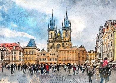 Prague city art