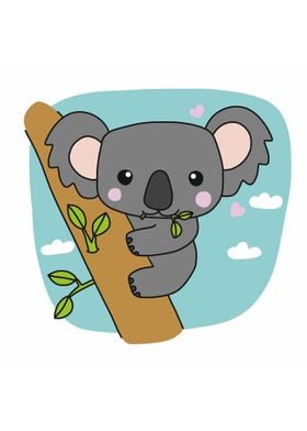 Koala eating leaf cartoon