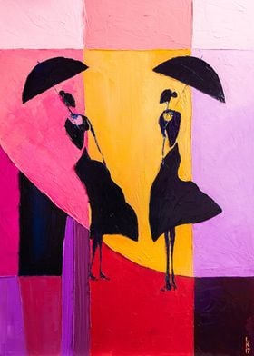 Ladies under umbrellas