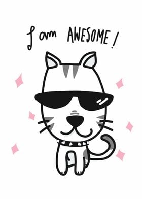 I am awesome cat cartoon 