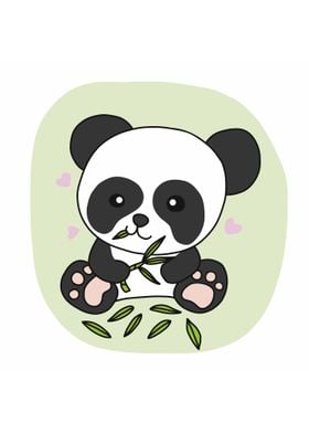 Panda eating leaf cartoon