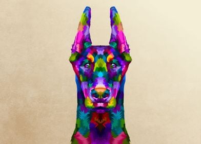 colorful doberman face