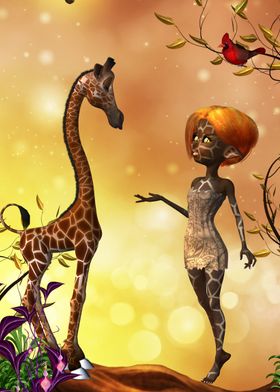 Cute giraffe with fairy