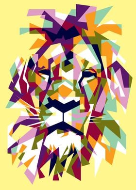 colorful lion head pop art