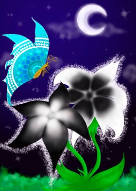 Yin Yang Flowers Night