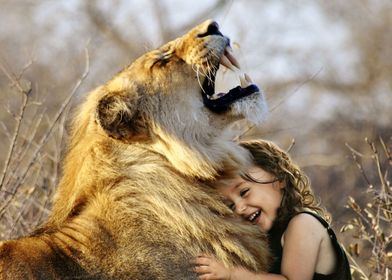 Lion and girl