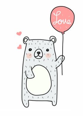 Bear with love balloon 