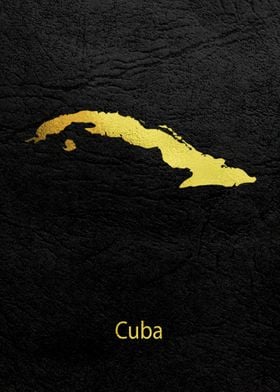 Golden Map Art Cuba