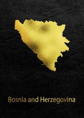 Golden Map Art Bosnia and