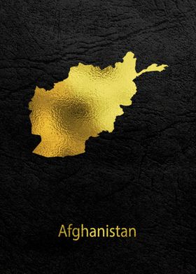 Golden Map Art Afghanistan