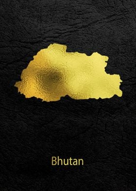 Golden Map Art Bhutan