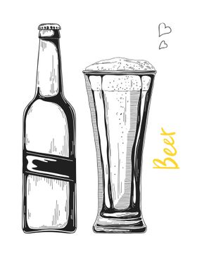 Bottle and beer glass
