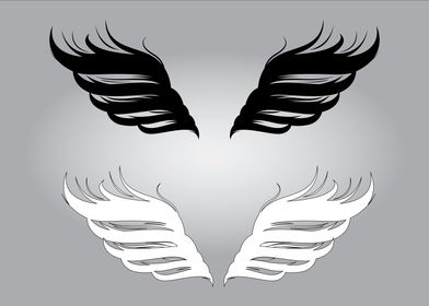 Wings Vector Black n White