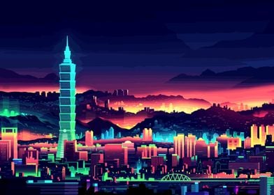 Neon asian city