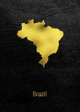 Golden Map Art Brazil