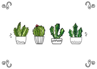 Set of cute cacti