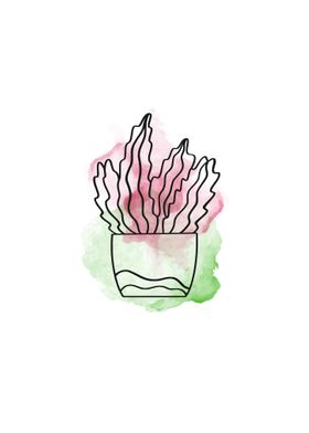 Cute watercolor cactus 