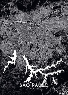 Sao Paulo map black