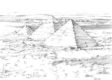 Giza pyramids drawing