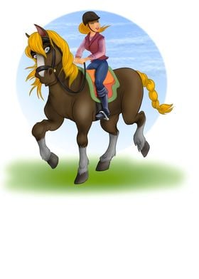 sweet girl riding horse