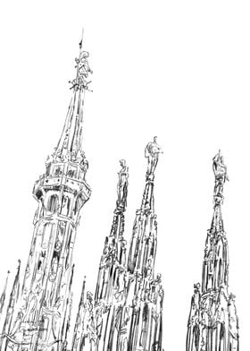 Milan Cathedral spires dra