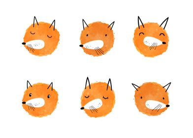Cute watercolor Fox