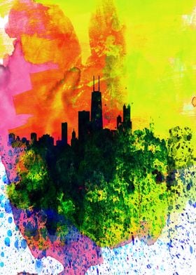 Chicago Watercolor Skyline