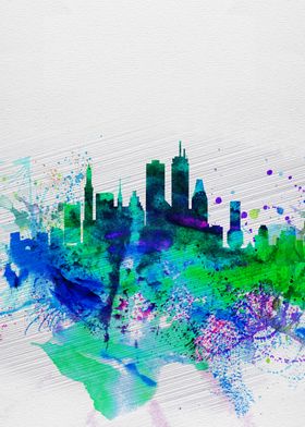 Boston Watercolor Skyline