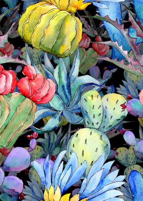 Cacti Abstract Watercolor