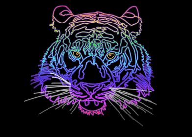 Colorful Glowing Tiger