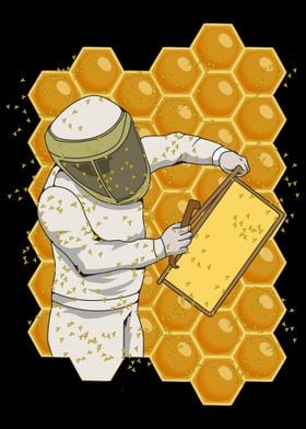 Beekeeper with Honeycomb 